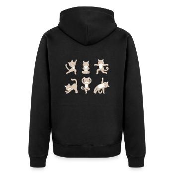 Yoga Katze - Unisex Premium Bio Zip Hoodie - Schwarz - Hinten - Nico (187cm)
