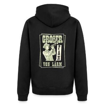 Fanfahrenzug Spielmannszug Lärm - Unisex Premium Bio Zip Hoodie - Schwarz - Hinten - Nico (187cm)