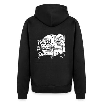 Rentner Rente Dont Forget My Discount - Unisex Premium Bio Zip Hoodie - Schwarz - Hinten - Nico (187cm)