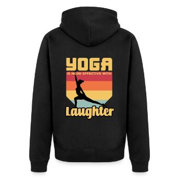 Yoga Is More Effective With Laughter - Unisex Premium Organic Zip Hoodie - black - Back - Nico (187cm)