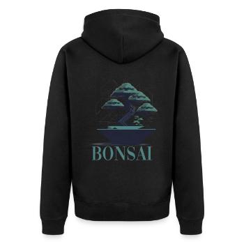 Bonsai Baum Bonsaischale Japanischer Baum - Unisex Premium Bio Zip Hoodie - Schwarz - Hinten - Nico (187cm)