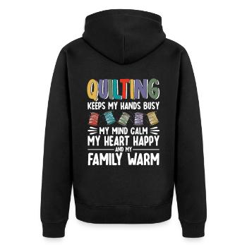 Quilten Geschenk Nähen Stricken Quilter - Unisex Premium Bio Zip Hoodie - Schwarz - Hinten - Nico (187cm)