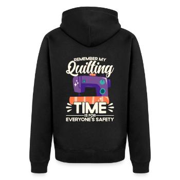 Quilten Geschenk Nähen Stricken Quilter - Unisex Premium Bio Zip Hoodie - Schwarz - Hinten - Nico (187cm)