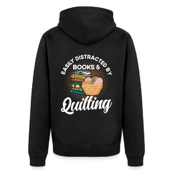 Quilten Geschenk Nähen Stricken Quilter - Unisex Premium Bio Zip Hoodie - Schwarz - Hinten - Nico (187cm)