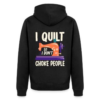 Quilten Geschenk Nähen Stricken Quilter - Unisex Premium Bio Zip Hoodie - Schwarz - Hinten - Nico (187cm)