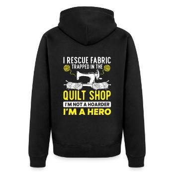 Quilten Geschenk Nähen Stricken Quilter - Unisex Premium Bio Zip Hoodie - Schwarz - Hinten - Nico (187cm)