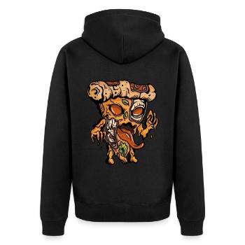 Zombie Pizza lustige Fast Food Apokalypse - Unisex Premium Bio Zip Hoodie - Schwarz - Hinten - Nico (187cm)