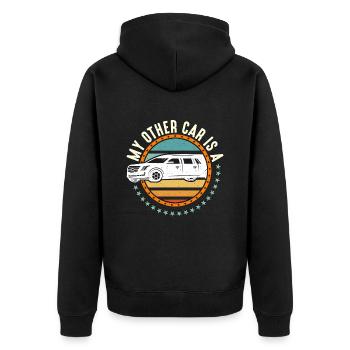 Embalmer My Car Is A Retro Funeral Home Embalmers - Unisex Premium Organic Zip Hoodie - black - Back - Nico (187cm)