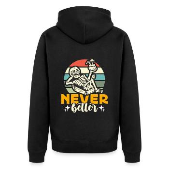 Embalmer Never Better Retro Funeral Home Embalmers - Unisex Premium Organic Zip Hoodie - black - Back - Nico (187cm)