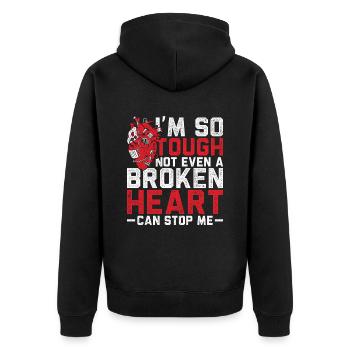 Heart surgery for convalescent heart transplant - Unisex Premium Organic Zip Hoodie - black - Back - Nico (187cm)