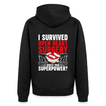 Heart surgery for convalescent heart transplant - Unisex Premium Organic Zip Hoodie - black - Back - Nico (187cm)