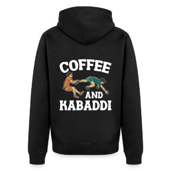 Coffee and Kabaddi Indian Game Team Sports - Unisex Premium Organic Zip Hoodie - black - Back - Nico (187cm)