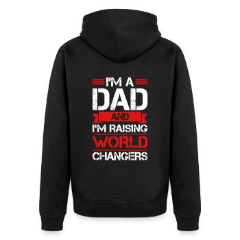 I'm A Dad And I'm Raising World Changers - Unisex Premium Organic Zip Hoodie - black - Back - Nico (187cm)