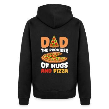 Dad The Provider Of Hugs And Pizza - Unisex Premium Bio Zip Hoodie - Schwarz - Hinten - Nico (187cm)