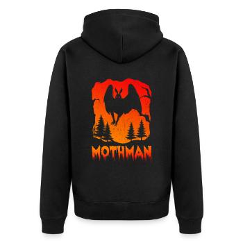 Mothman - Unisex Premium Organic Zip Hoodie - black - Back - Nico (187cm)