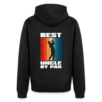 Uncle By Par - Unisex Premium Bio Zip Hoodie - Schwarz - Hinten - Nico (187cm)