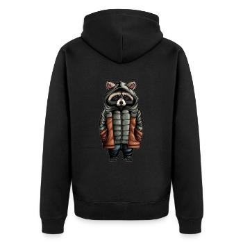 Waldtiere Natur freunde Wald spaziergang wandern - Unisex Premium Bio Zip Hoodie - Schwarz - Hinten - Nico (187cm)
