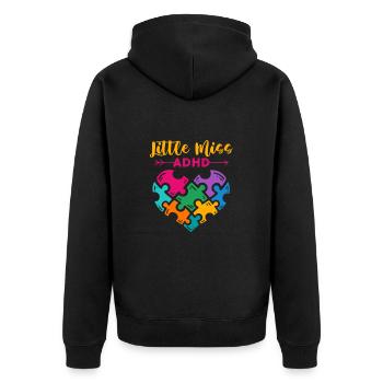 ADHS ADHD Aufmerksamkeit Defizit Geschenk - Unisex Premium Bio Zip Hoodie - Schwarz - Hinten - Nico (187cm)
