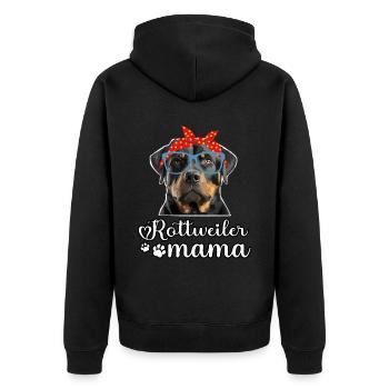 Rottweiler Mama - Unisex Premium Bio Zip Hoodie - Schwarz - Hinten - Nico (187cm)