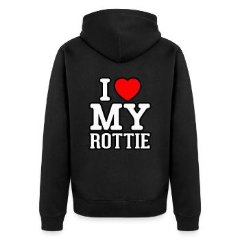 J’adore mon Rottie - Veste à capuche bio Premium Unisexe - noir - Dos - Nico (187cm)