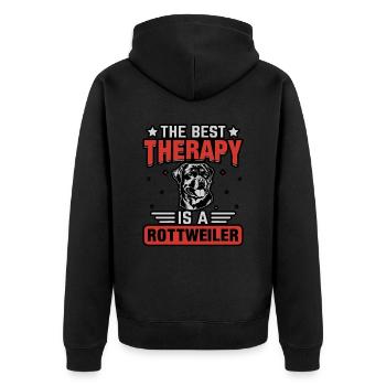 The best therapy is a Rottweiler - Unisex Premium Organic Zip Hoodie - black - Back - Nico (187cm)