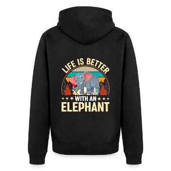 La vie est meilleure avec une forêt de fond d’éléphant - Veste à capuche bio Premium Unisexe - noir - Dos - Nico (187cm)