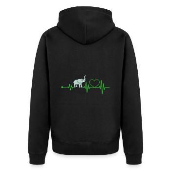Cœur d’éléphant battement Tarö Proboscis Green Heart - Veste à capuche bio Premium Unisexe - noir - Dos - Nico (187cm)