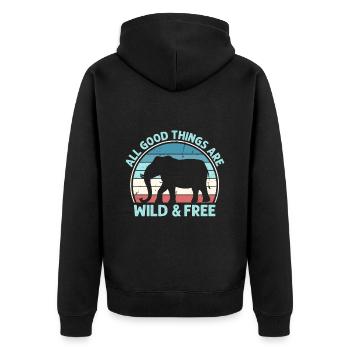 All Good Things Are Wild & Free Grundsatz - Unisex Premium Bio Zip Hoodie - Schwarz - Hinten - Nico (187cm)
