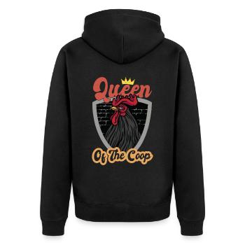 Queen Of The Coop - Unisex Premium Organic Zip Hoodie - black - Back - Nico (187cm)