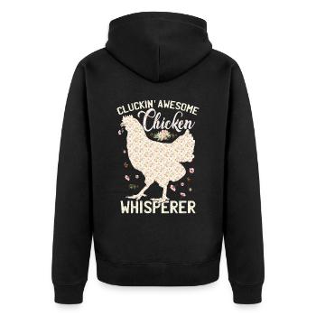 Cluckin Awesome Chicken Whisperer - Unisex Premium Organic Zip Hoodie - black - Back - Nico (187cm)