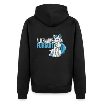 Furry Fandom Fursuits Cool - Unisex Premium Bio Zip Hoodie - Schwarz - Hinten - Nico (187cm)