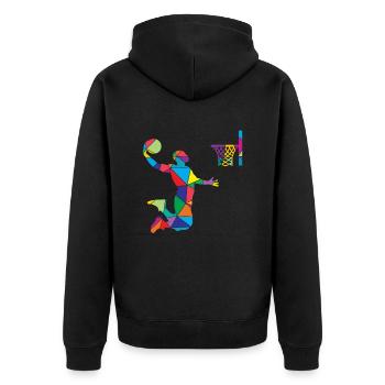 Low Poly Baller Polygon Basketball - Unisex Premium Organic Zip Hoodie - black - Back - Nico (187cm)