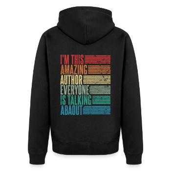 Schriftsteller Autor Autorin Geschenk Verfasser - Unisex Premium Bio Zip Hoodie - Schwarz - Hinten - Nico (187cm)