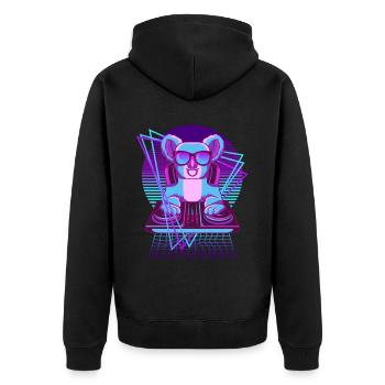 Vaporwave Koala DJ Pult Koala - Unisex Premium Bio Zip Hoodie - Schwarz - Hinten - Nico (187cm)