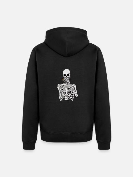Skeleton plays harmonica - Unisex Premium Organic Zip Hoodie - black