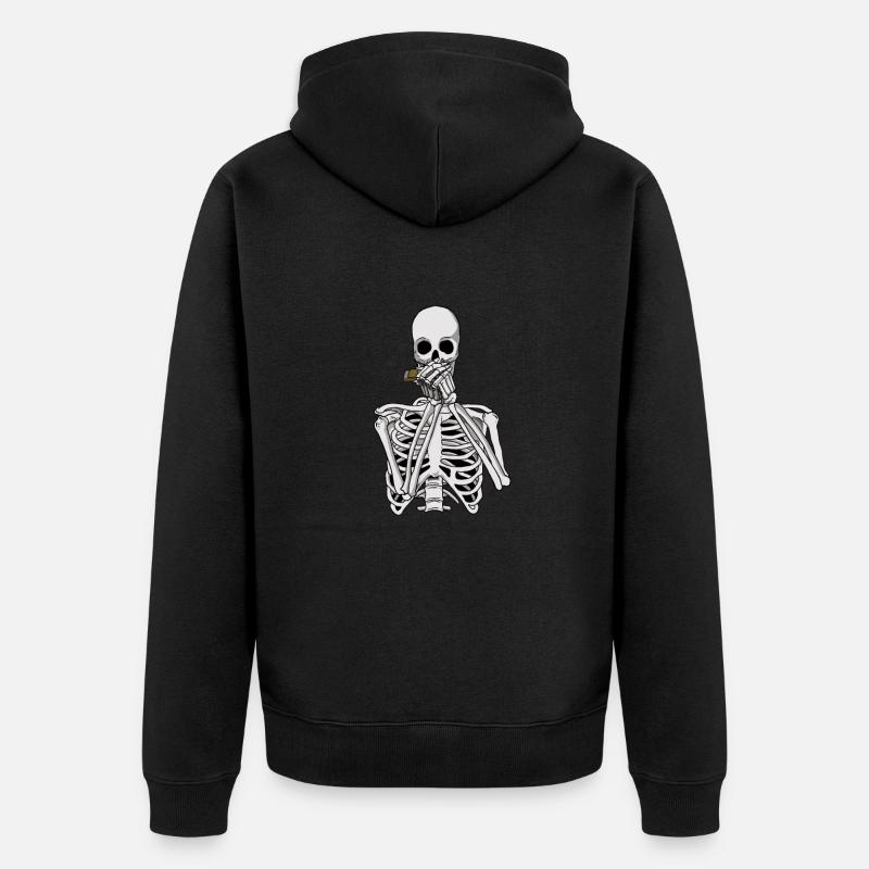Skeleton joue de l’harmonica - Veste à capuche bio Premium Unisexe - noir