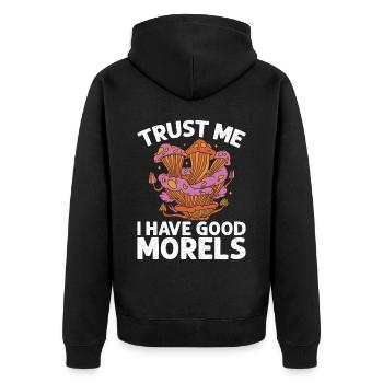 Morel Mushroom Hunting Nicht Alle Wanderer - Unisex Premium Bio Zip Hoodie - Schwarz - Hinten - Nico (187cm)