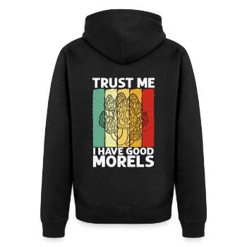 Morel Mushroom Hunting Nicht Alle Wanderer - Unisex Premium Bio Zip Hoodie - Schwarz - Hinten - Nico (187cm)