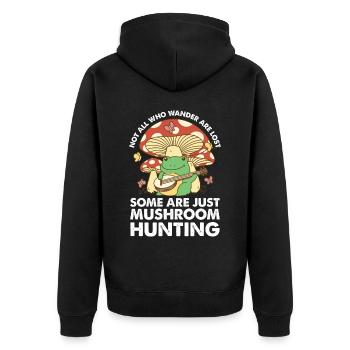 Morel Mushroom Hunting Nicht Alle Wanderer - Unisex Premium Bio Zip Hoodie - Schwarz - Hinten - Nico (187cm)