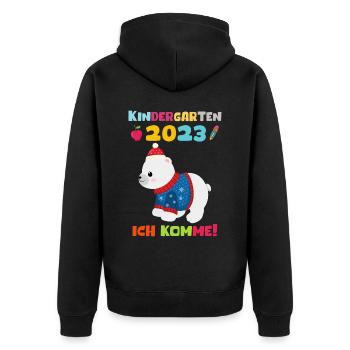 Kindergarten 2023 Ich Komme Jungen Kita Geschenk - Unisex Premium Bio Zip Hoodie - Schwarz - Hinten - Nico (187cm)