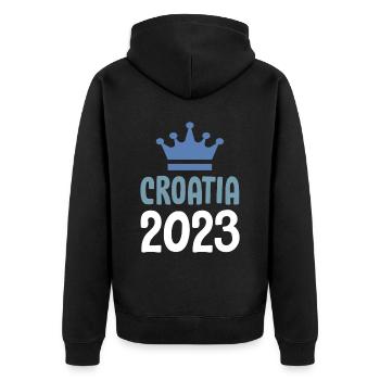 Croatia 2023 Krone - Unisex Premium Organic Zip Hoodie - black - Back - Nico (187cm)
