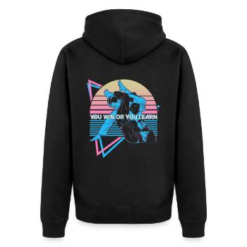 Jiu Jitsu BJJ Retro - Unisex Premium Bio Zip Hoodie - Schwarz - Hinten - Nico (187cm)