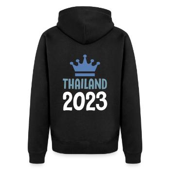 Thailand 2023 Krona - Unisex Premium Organic Zip Hoodie - black - Back - Nico (187cm)