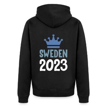 Sweden 2023 Krona - Unisex Premium Organic Zip Hoodie - black - Back - Nico (187cm)