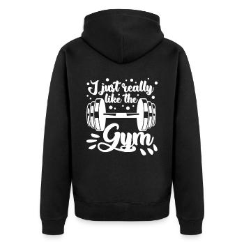 Dumbbell Fitness Strongman Bodybuilder Gym - Veste à capuche bio Premium Unisexe - noir - Dos - Nico (187cm)