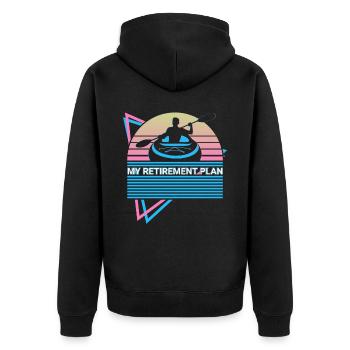 Funny Kayak Kayaking Retro - Unisex Premium Organic Zip Hoodie - black - Back - Nico (187cm)