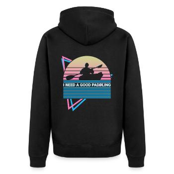 Funny Kayak Kayaking Retro - Unisex Premium Organic Zip Hoodie - black - Back - Nico (187cm)