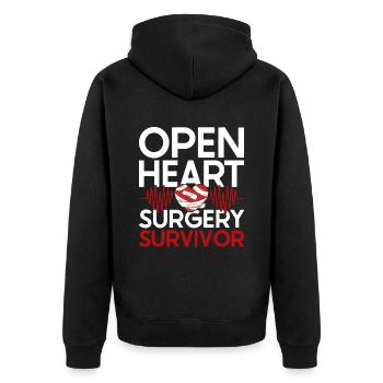Heart surgery for convalescent heart transplant - Unisex Premium Organic Zip Hoodie - black - Back - Nico (187cm)