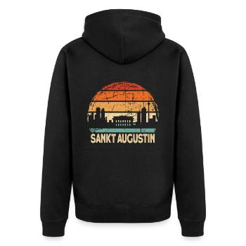 Sankt Augustin - Unisex Premium Bio Zip Hoodie - Schwarz - Hinten - Nico (187cm)