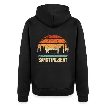 Sankt Ingbert - Unisex Premium Bio Zip Hoodie - Schwarz - Hinten - Nico (187cm)